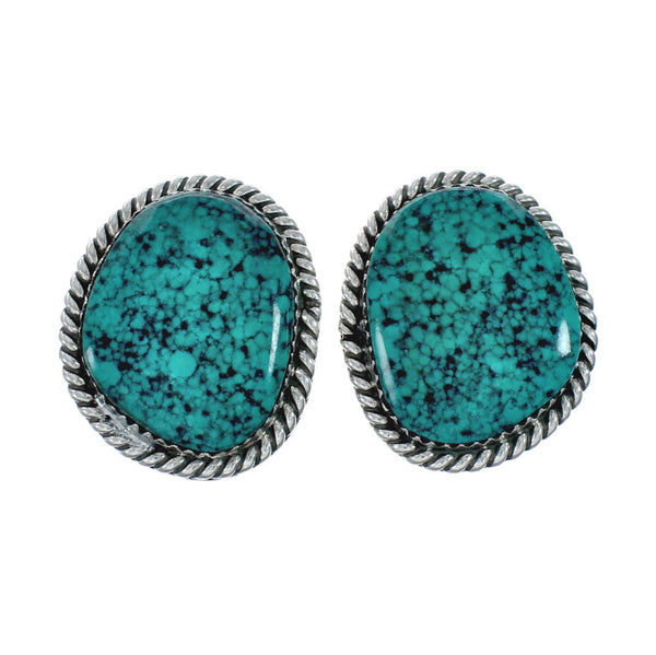 Native American Navajo Turquoise Sterling Silver Post Earrings TX10029